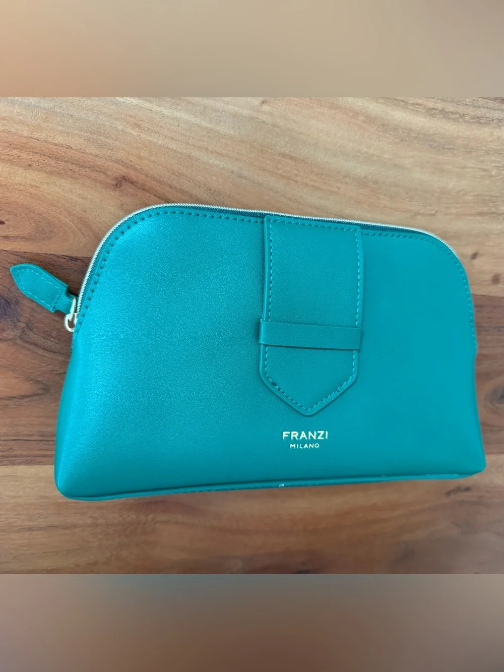 Bold Green Leather Clutch or Makeup Bag